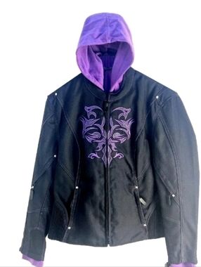 NEXGEN Women's Large Hooded Motorcycl Jacket w/ Reflective Tribal Zip out Hoodie